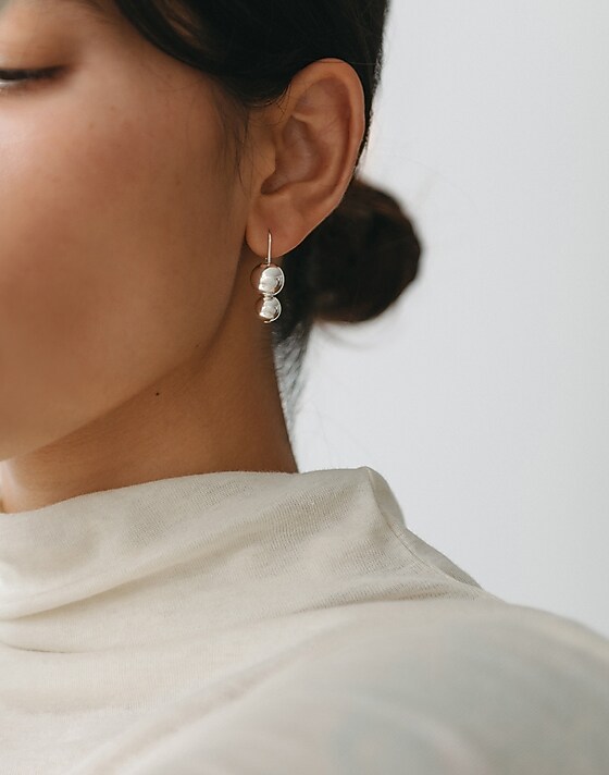Madewell Maslo Jewelry Double Orb Silver Earrings Silver