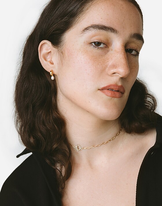 Madewell Maslo Jewelry Mini Pearl Hoop Earrings Gold Gold