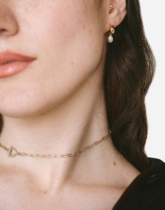 Madewell Maslo Jewelry Mini Pearl Hoop Earrings Gold Gold