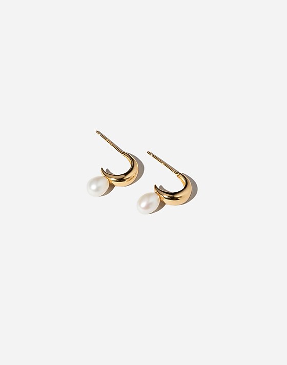 madewell Maslo Jewelry Mini Pearl Hoop Earrings Gold gold