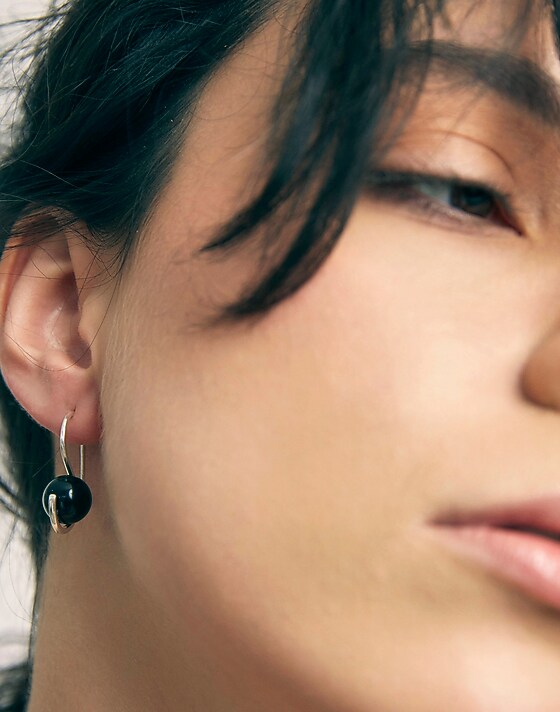 Madewell Maslo Jewelry Wrap Earrings Black Onyx Sterling Silver Silver