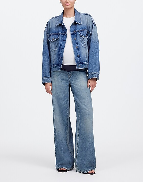 madewell Maternity Over-the-Belly Superwide-Leg Jeans in Billings Wash: Airy Denim Edition billings wash