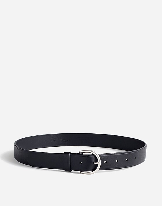 madewell Medium Perfect Leather Belt true black with silver