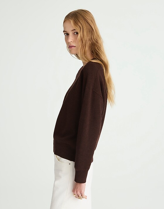Madewell Merino Wool Pullover Sweater Hthr Chocolate