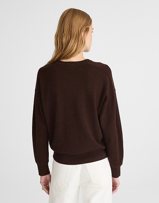 Madewell Merino Wool Pullover Sweater Hthr Chocolate