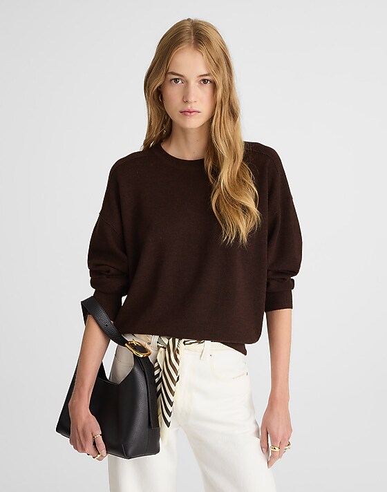 madewell Merino Wool Pullover Sweater hthr chocolate