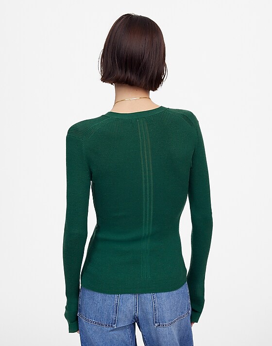 Madewell Merino Wool-Silk Blend Cardigan Sweater Mallard Green