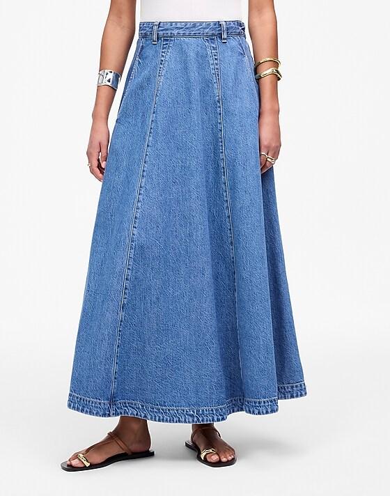 Madewell Midi Skirt In Robertson Wash: Airy Denim Edition Robertson Wash
