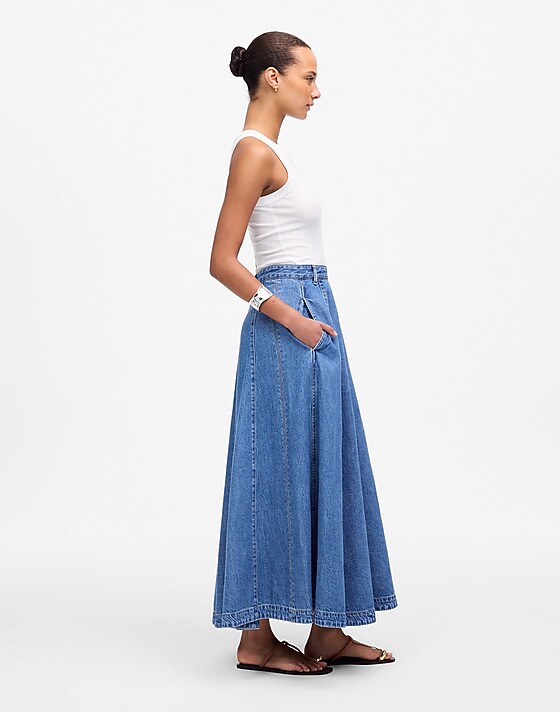 Madewell Midi Skirt In Robertson Wash: Airy Denim Edition Robertson Wash