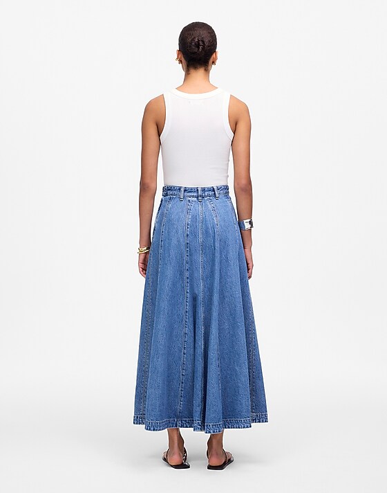 Madewell Midi Skirt In Robertson Wash: Airy Denim Edition Robertson Wash