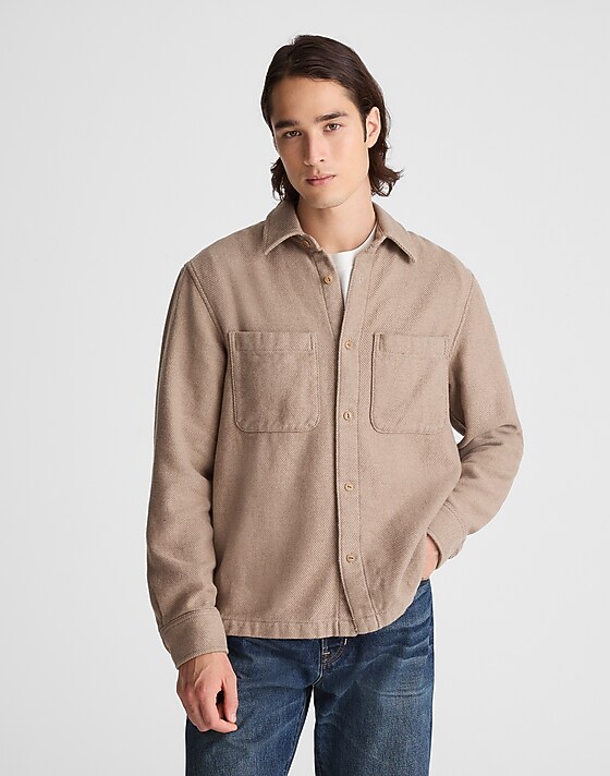 madewell Midweight Flannel Button-Up Shirt light brown