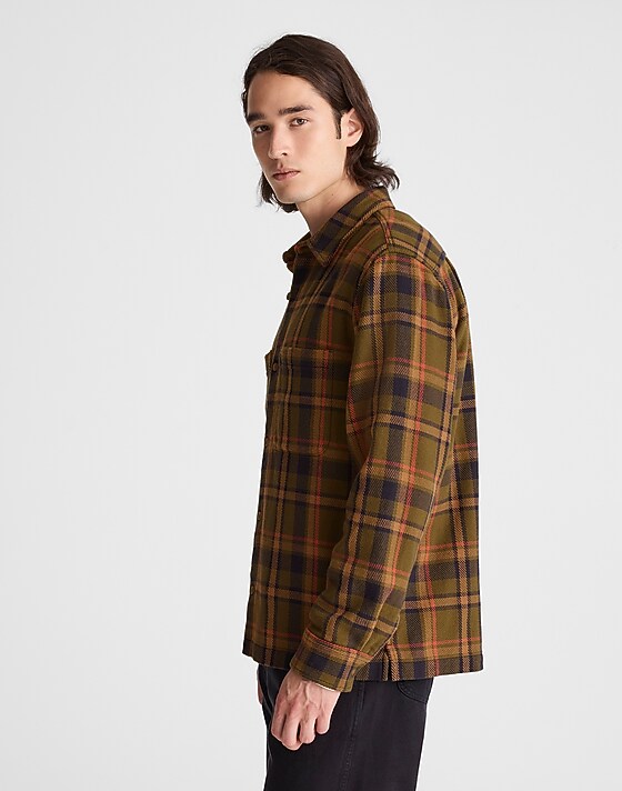 Madewell Midweight Flannel Button-Up Shirt Olive Plaid