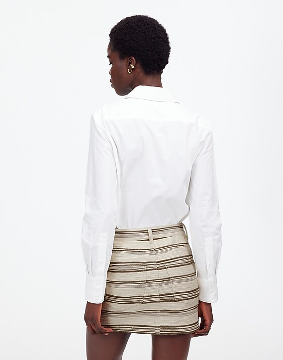 Madewell Mini Skirt In Striped Tweed Safari Khaki Stripe