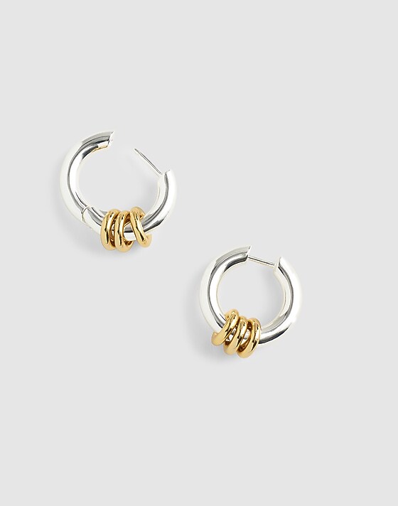 madewell Mixed-Metal Triple-Ring Hoop Earrings pink marl multi