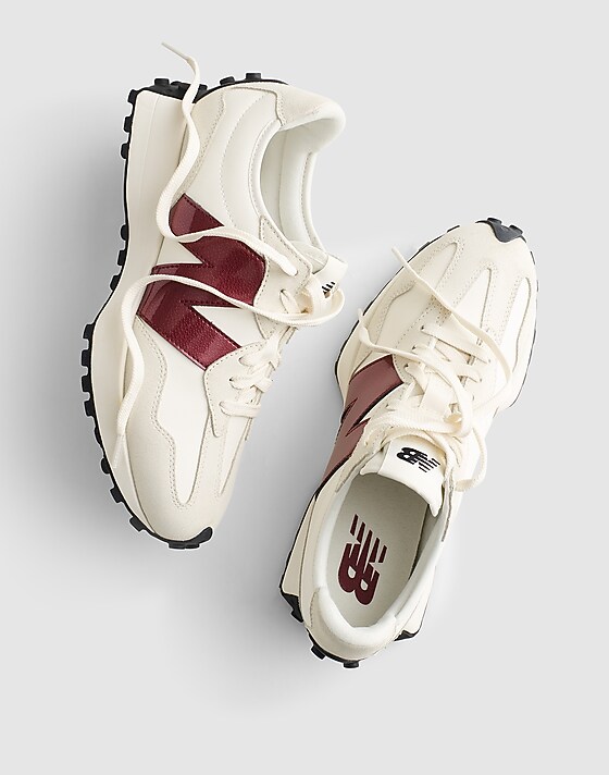 Madewell New Balance® Unisex 327 Sneakers In Suede Sea Salt Monarch Burgundy