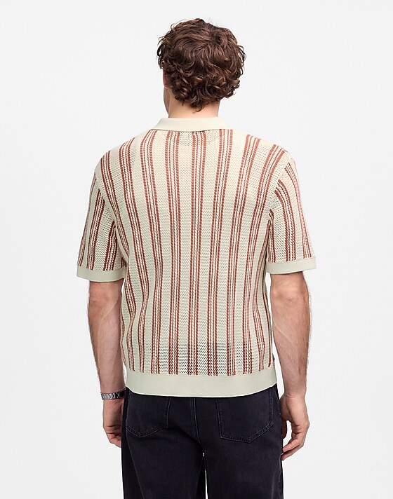 Madewell Open-Stitch Button-Up Sweater Polo Faded Brick