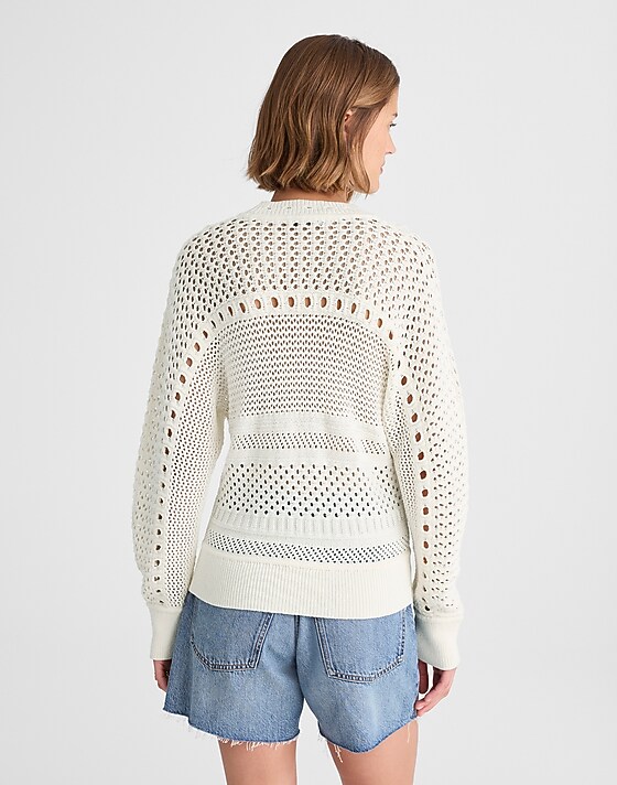 Madewell Open-Stitch Cotton Pullover Sweater Lighthouse