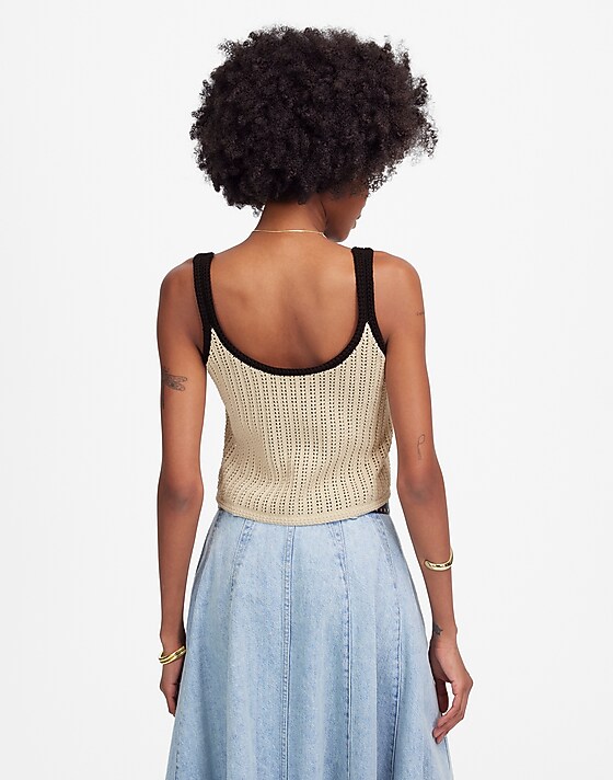 Madewell Open-Stitch Sweater Tank Sand And Black Combo