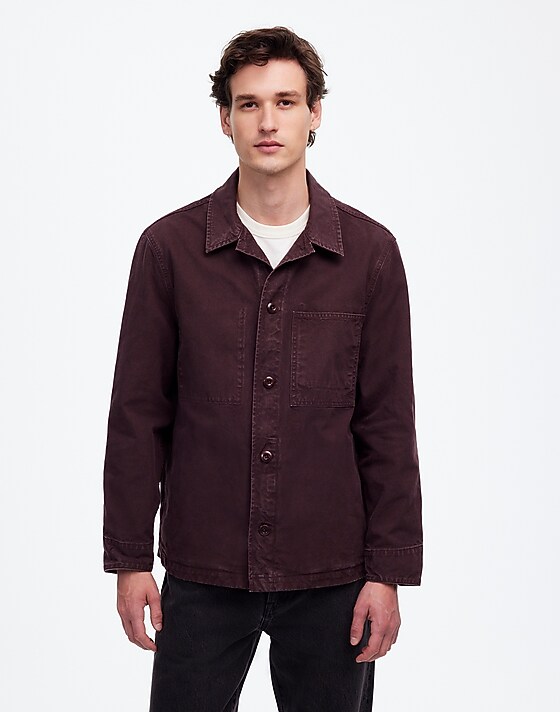 madewell Overshirt in Garment-Dyed Canvas chocolate raisin