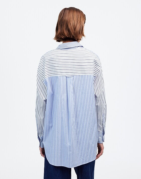 Madewell Oversized Button-Up Shirt Light Blue And White Stripe