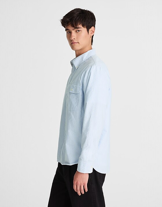 Madewell Oxford Stripe Work Shirt Light Blue Stripe