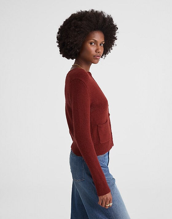Madewell Patch-Pocket Cotton-Blend Cardigan Deep Rust