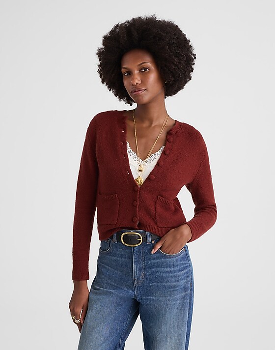 madewell Patch-Pocket Cotton-Blend Cardigan deep rust