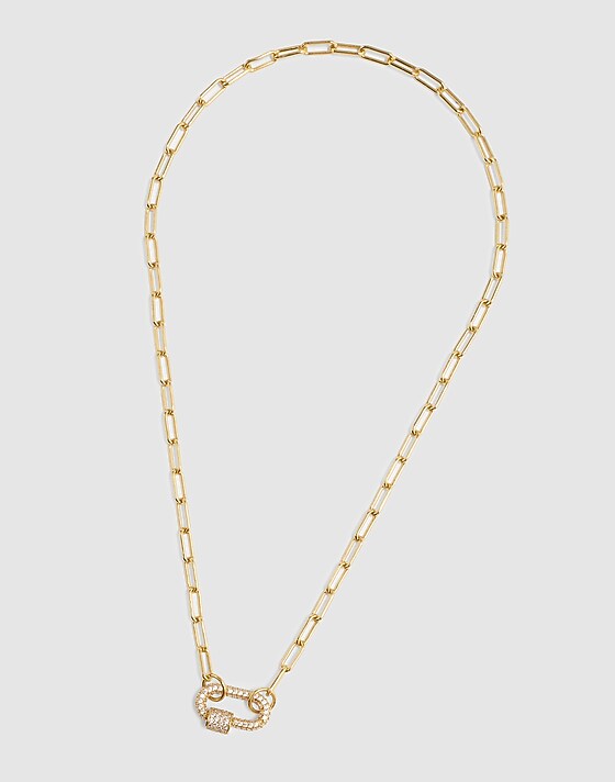 Madewell Pavé Carabiner Paperclip Chain Necklace Clear