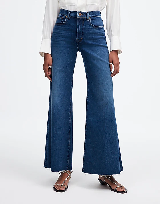Madewell Petite Flared Wide-Leg Crop Jeans Pelion Wash