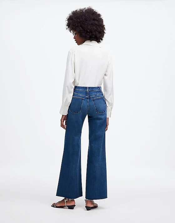 Madewell Petite Flared Wide-Leg Crop Jeans Pelion Wash