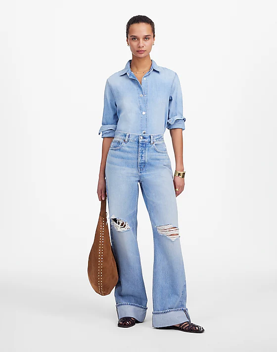 madewell Petite Low-Slung Baggy Jeans hallstead wash