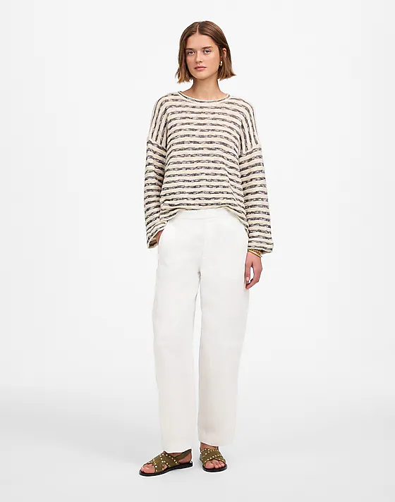 madewell Petite Pull-On Barrel Pants in 100% Linen salt