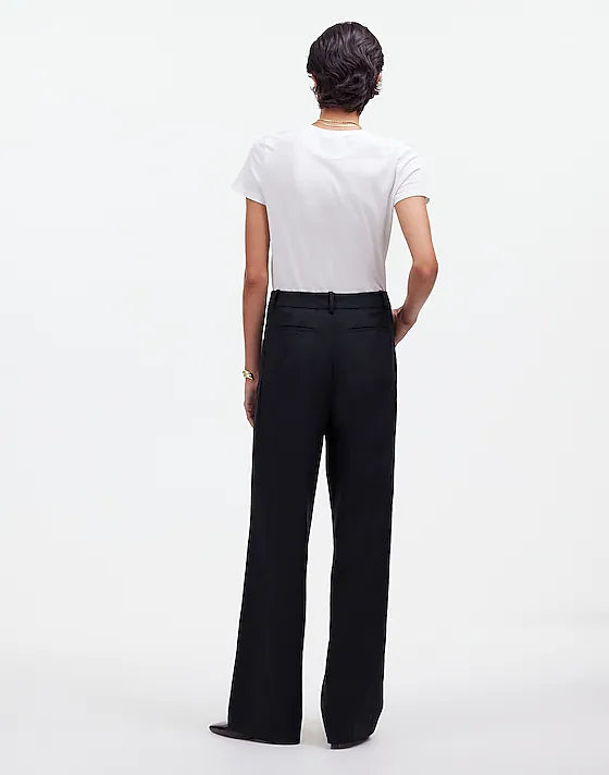 Madewell Petite Slouchy Straight Pants In Drapey Twill True Black