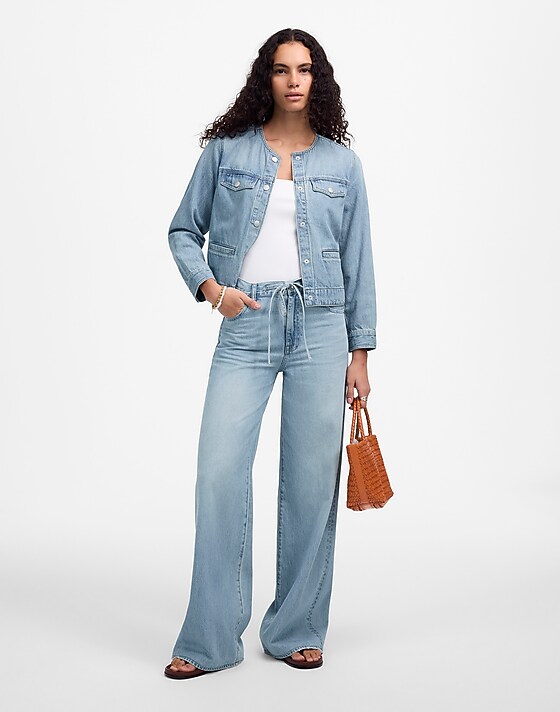 madewell Petite Superwide-Leg Jeans: Airy Denim Edition ashbury wash