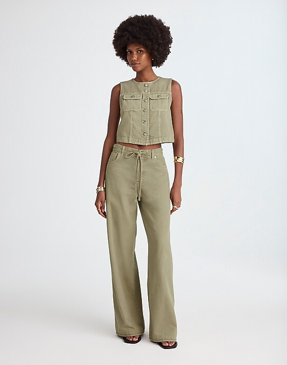 madewell Petite Superwide-Leg Jeans: Airy Denim Edition sagebrush