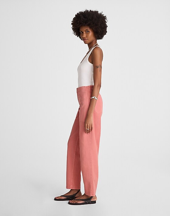 Madewell Petite Tapered-Leg Utility Pants Washed Pink