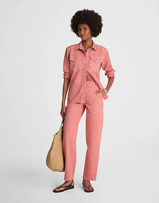 madewell Petite Tapered-Leg Utility Pants washed pink