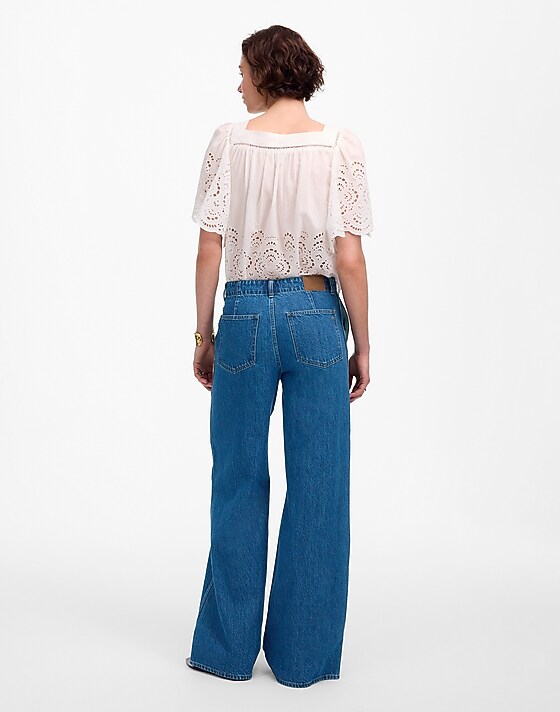 Madewell Petite Wide-Sweep Denim Trousers In Dowe Wash Dowe Wash