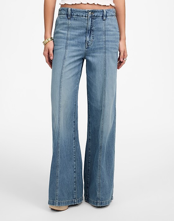 Madewell Petite Wide-Sweep Trousers: Airy Denim Edition Robertson Wash