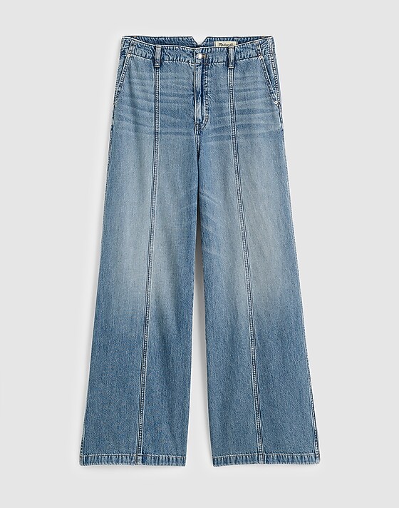 Madewell Petite Wide-Sweep Trousers: Airy Denim Edition Robertson Wash