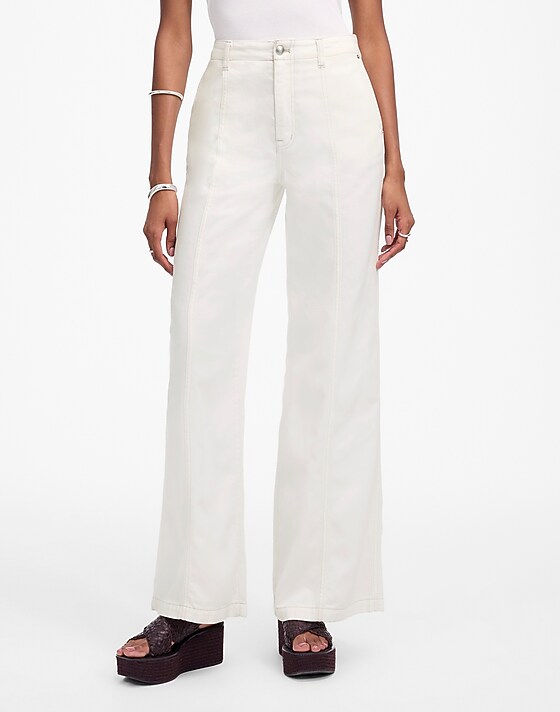 Madewell Petite Wide-Sweep Trousers: Airy Denim Edition Tile White