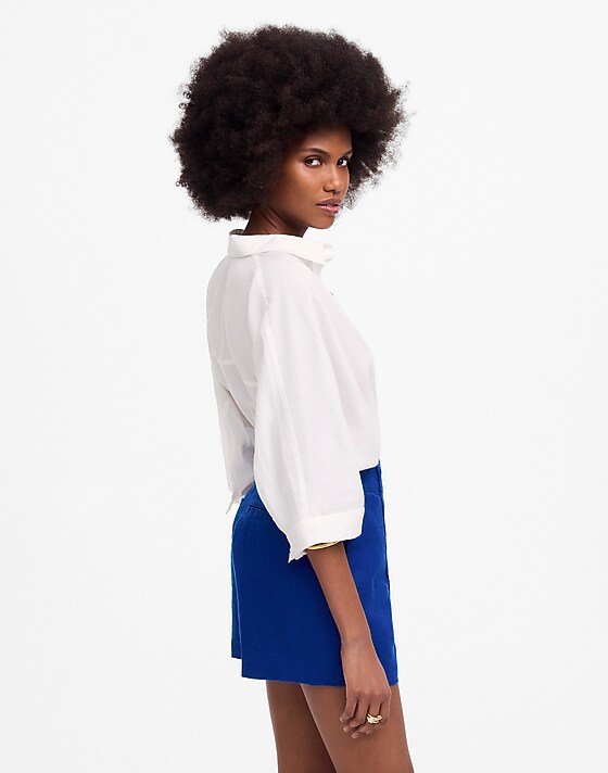 Madewell Pintucked Shorts In 100% Linen Bright Sapphire
