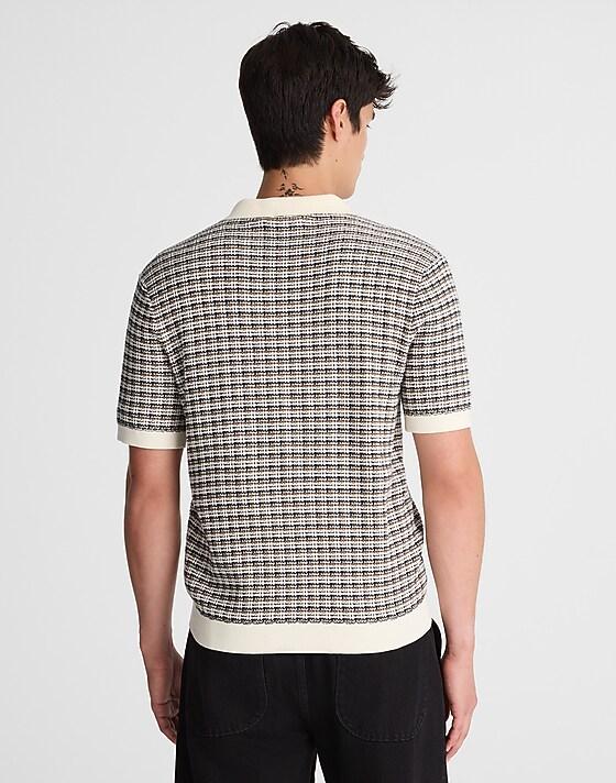 Madewell Plaid Johnny-Collar Sweater Polo Vintage Ivory