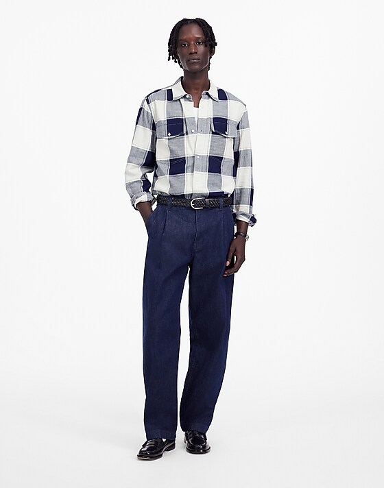 madewell Pleated Denim Pants in Northbrook Wash northbrook wash