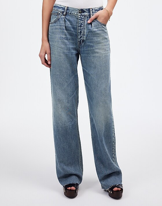 Madewell Pleated Low-Slung Baggy Jean In Billings Wash: Airy Denim Edition Billings Wash