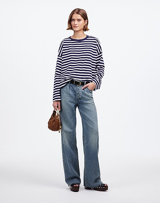 madewell Pleated Low-Slung Baggy Jean in Billings Wash: Airy Denim Edition billings wash
