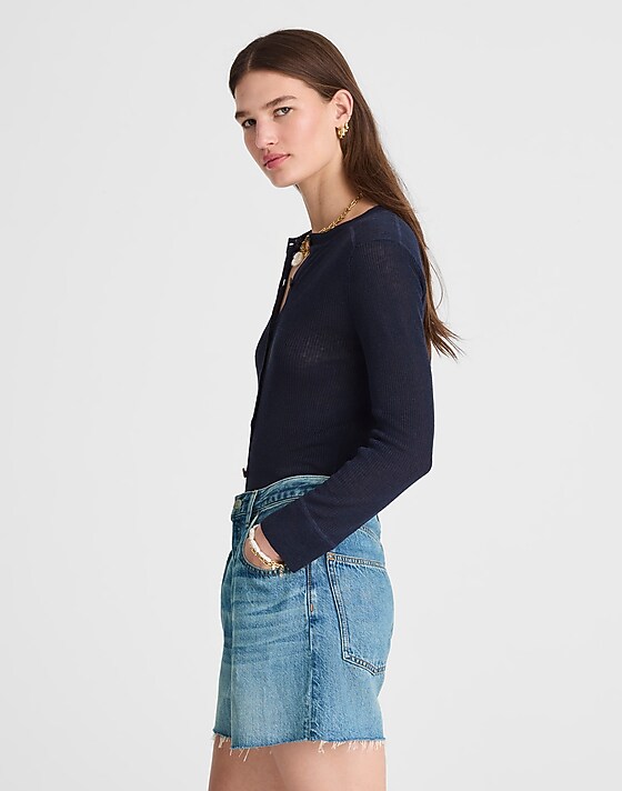 Madewell Pleated Low-Slung Shorts In Airy Denim Atlin Wash