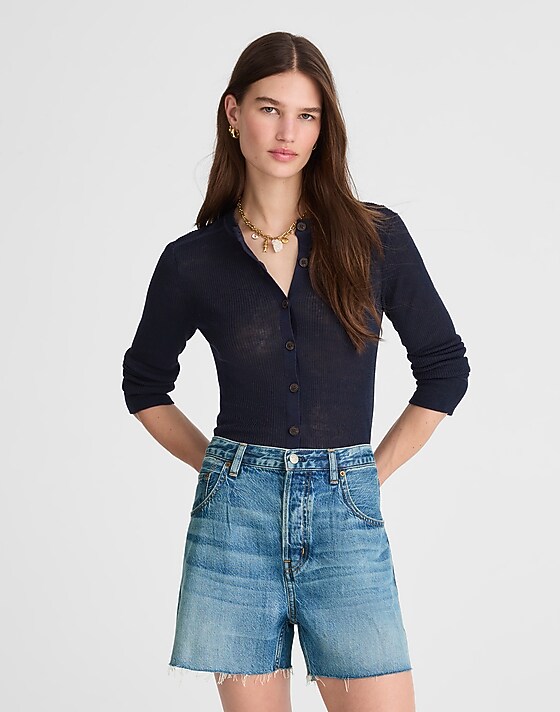 Madewell Pleated Low-Slung Shorts In Airy Denim Atlin Wash