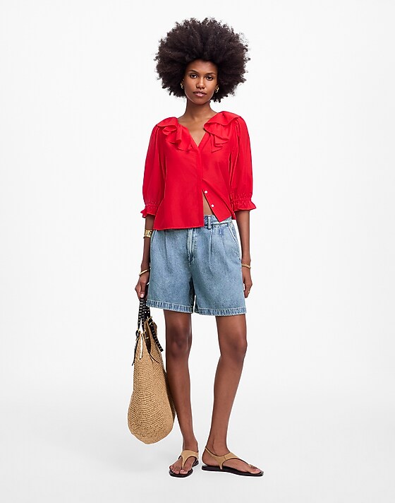 Madewell Pleated Trouser Short In Robertson Wash: Airy Denim Edition Robertson Wash