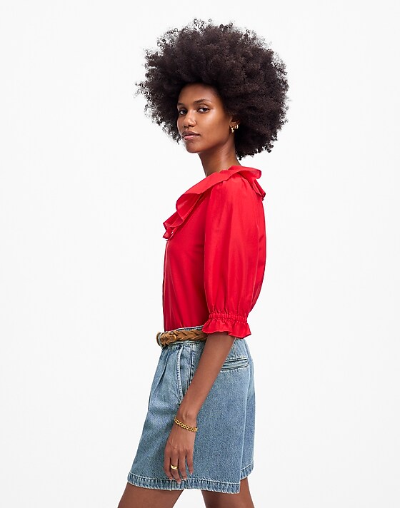 Madewell Pleated Trouser Short In Robertson Wash: Airy Denim Edition Robertson Wash